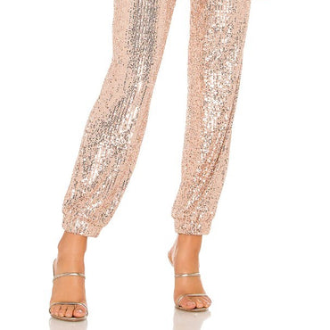 Party Scene Sequin Joggers in Champagne