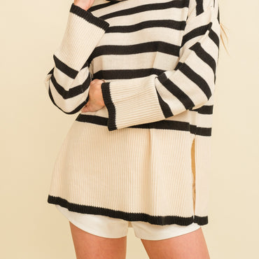 Striped turtleneck pattern sweater