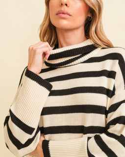 Striped turtleneck pattern sweater