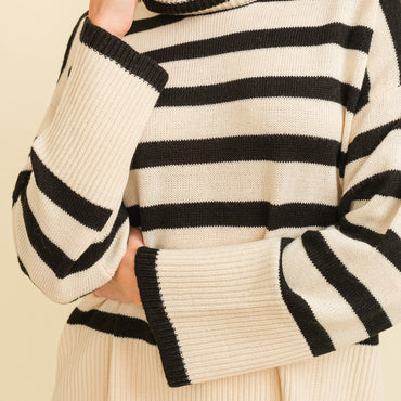 Striped turtleneck pattern sweater