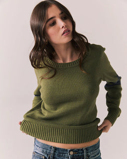 Varsity Star Sweater – Back Star Graphic Knit in Bronze Green
