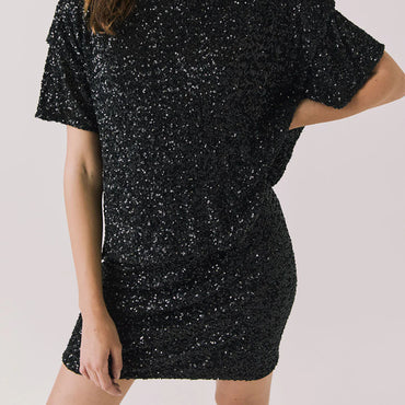 Davies Sequin Black Tee