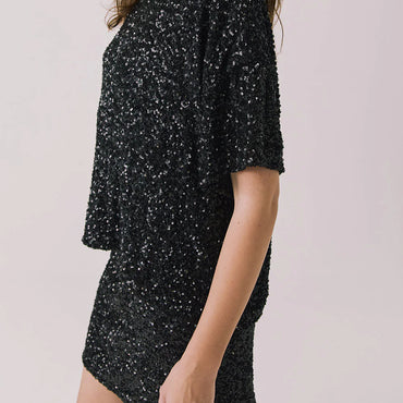 Davies Sequin Black Tee