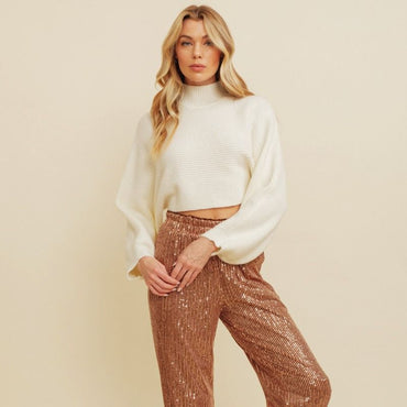 On Trend Cropped Winter White Sweater