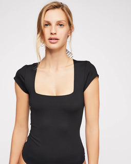 FP fair and square neck duo bodysuit in black or blush