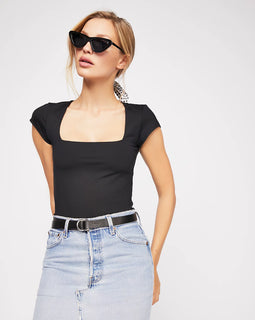 FP fair and square neck duo bodysuit in black or blush
