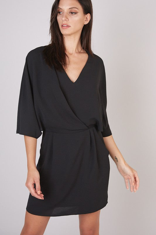Bridgette Deep v neck wide sleeve dress