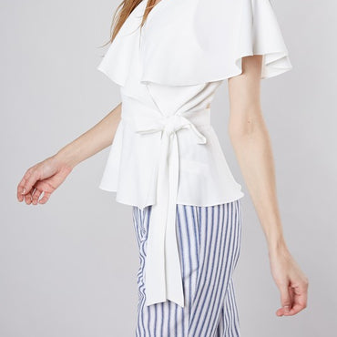 Do Be white wrap top with peek a boo back