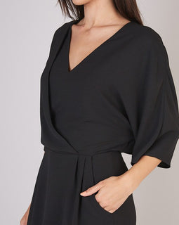 Bridgette Deep v neck wide sleeve dress