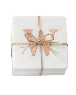 Classic modern marble coasters with copper initials