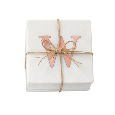 Classic modern marble coasters with copper initials