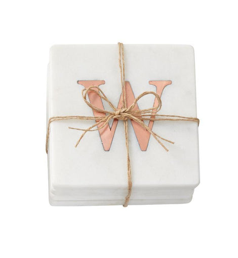 Classic modern marble coasters with copper initials
