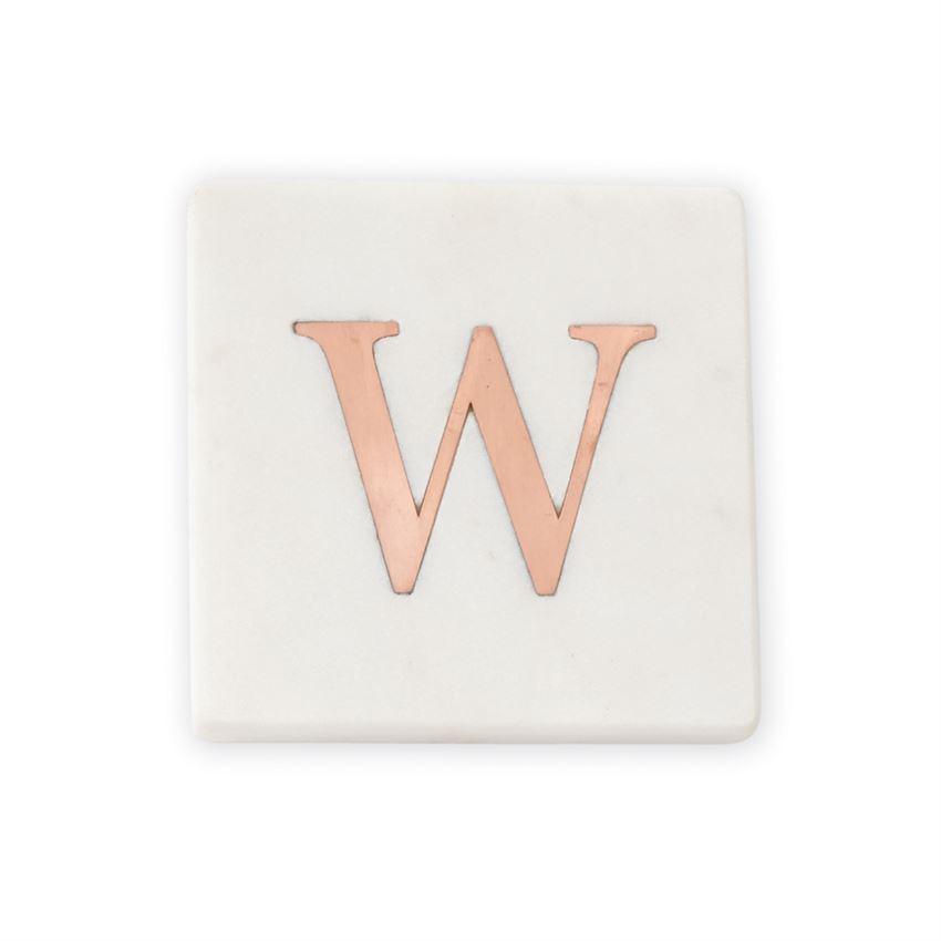 Classic modern marble coasters with copper initials