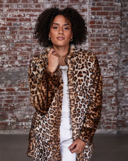 Faux Fur Leopard Coat