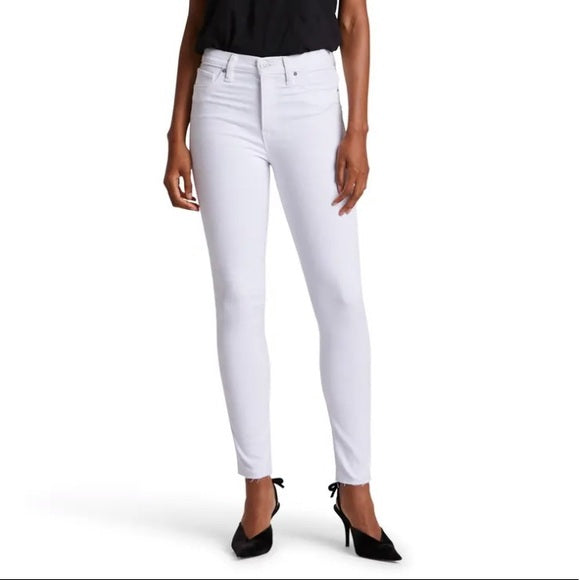 Hudson High Waist Barbara Frayed Hem Skinny Jeans