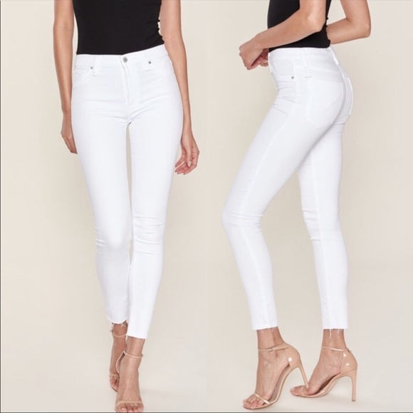 Hudson High Waist Barbara Frayed Hem Skinny Jeans
