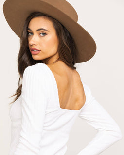 FP textured ribbed knit top in white