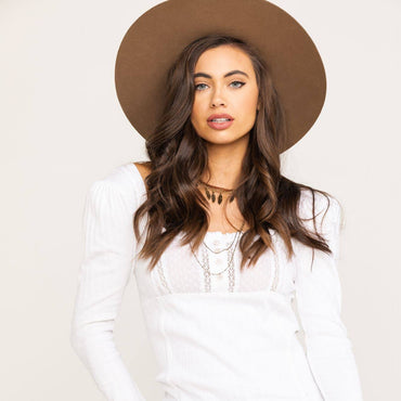 FP textured ribbed knit top in white